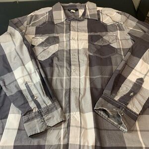 Gray Plaid Button-Up Shirt